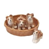 Porcelain Basket of Puppies 