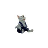 Cat Sitting Wearing Blue Pants