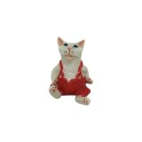 Cat Sitting Wearing Red Pants